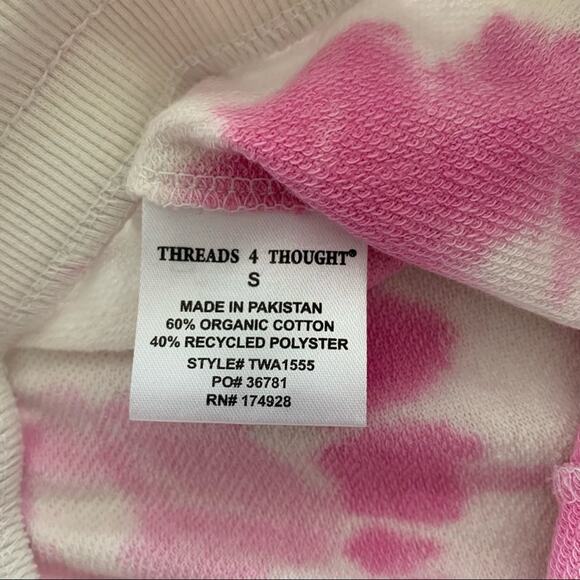 Threads 4 Thought Ivory and Pink Watercolor Tie Dye Pull On Shorts Small - Picture 5 of 10